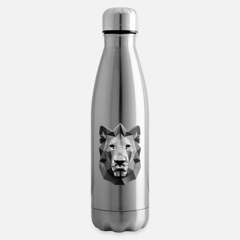 Polygon Design Löwe Tierkopf - Isolierflasche - Lightsilver