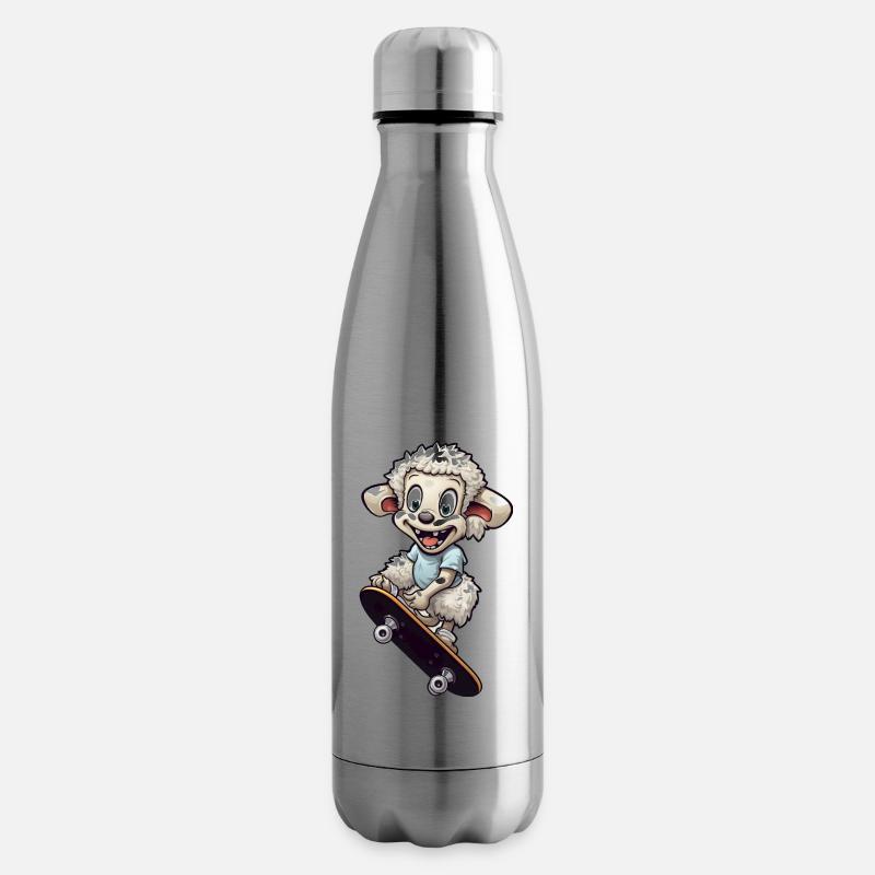 Schaf auf Skateboard boarding - Isolierflasche - Lightsilver