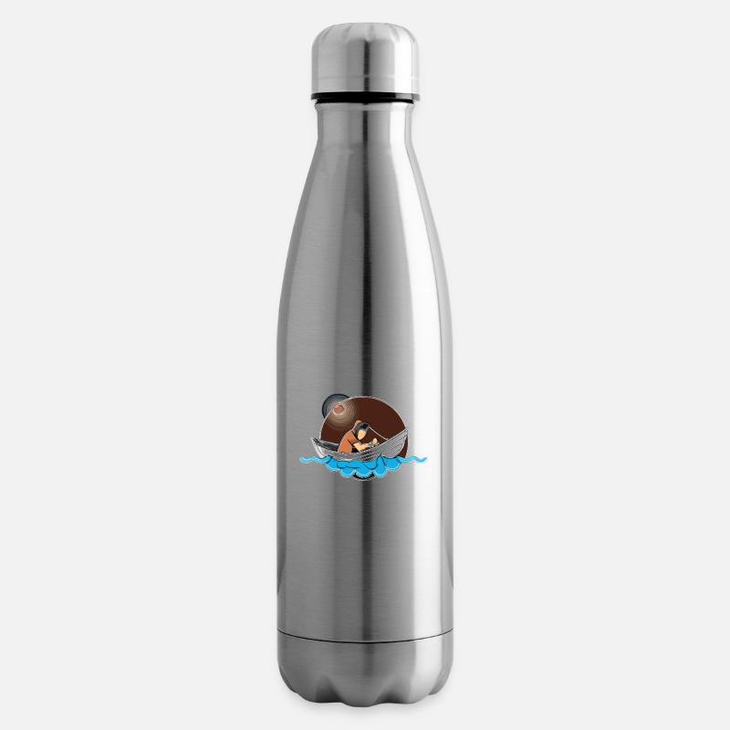 Fischer im Mondschein Mit Kind - Isolierflasche - Lightsilver