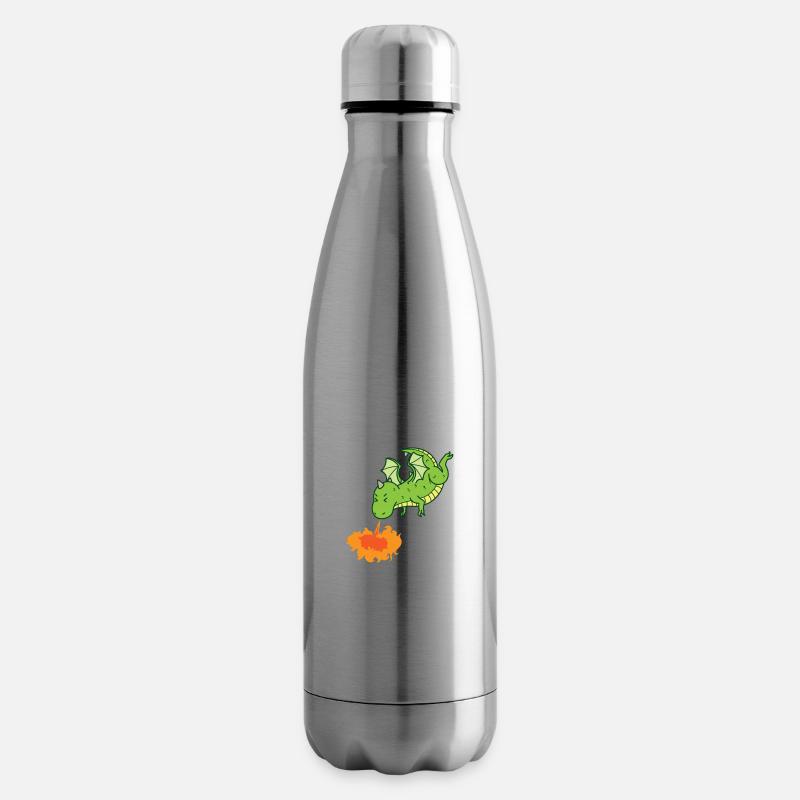 Drache spuckt Feuer Fabelwesen Märchen - Isolierflasche - Lightsilver