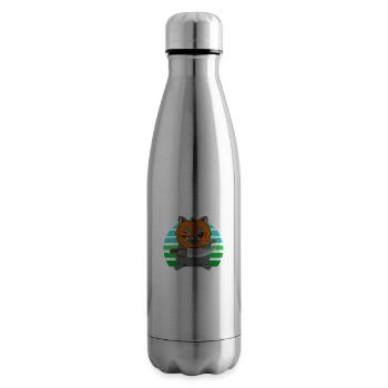 Halloween Cat Pumpkin Head - Insulated Water Bottle - silver - Right