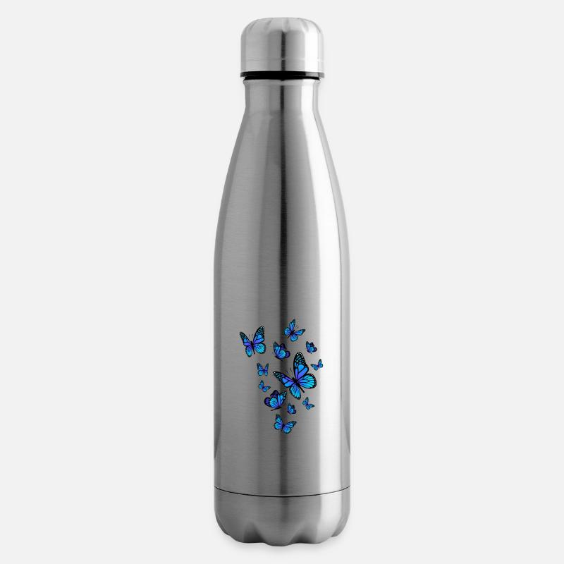 Blauer Schmetterling Kunst Garten Natur - Isolierflasche - Lightsilver