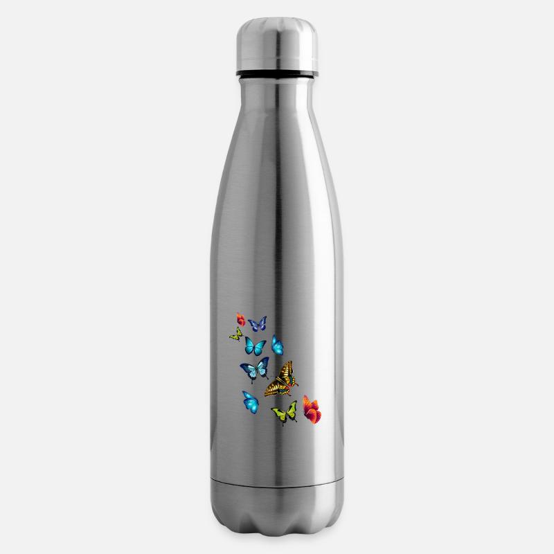 Mädchen Schöne Bunte Schmetterlinge - Isolierflasche - Lightsilver