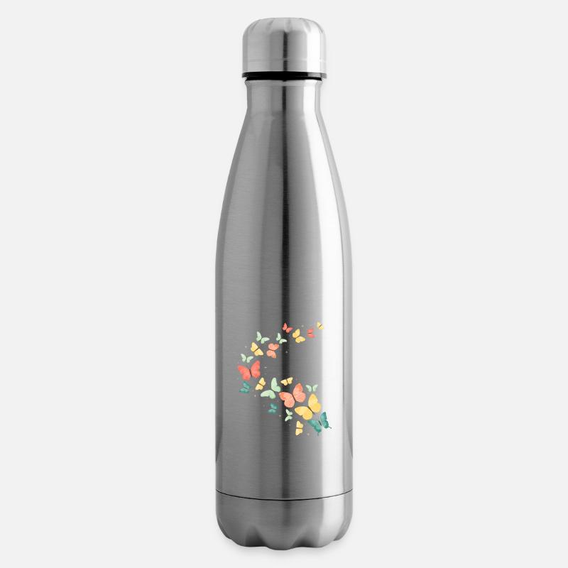 Bunter Schmetterling Schmetterlinge - Isolierflasche - Lightsilver