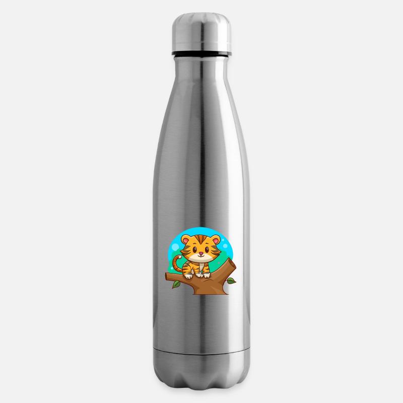 Tiger auf einem Baum - Isolierflasche - Lightsilver