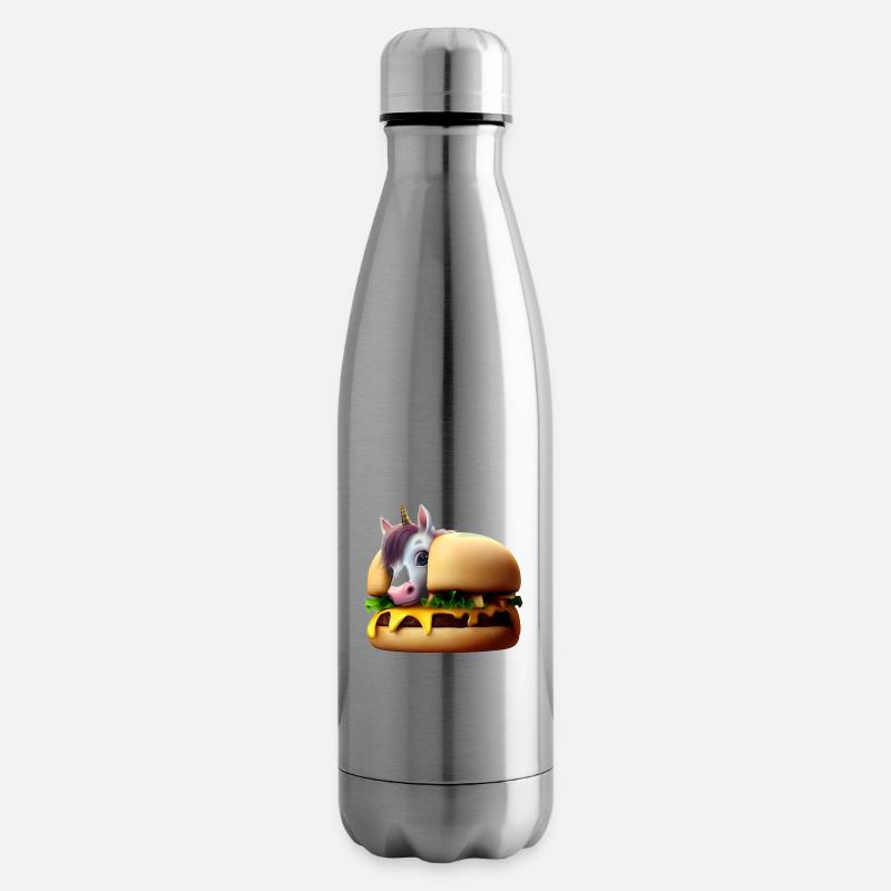 Unicorn Cheeseburger - Insulated Water Bottle - silver