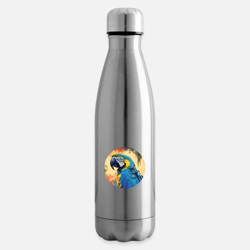 Blau-Gold Ara - Isolierflasche - Lightsilver