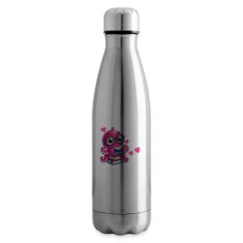Tintenfisch mit Brille Lustiger Buchspruch - Isolierflasche - Lightsilver - Rechts