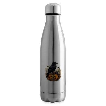 Krähe mit Kürbis Halloween 3 - Isolierflasche - Lightsilver - Rechts
