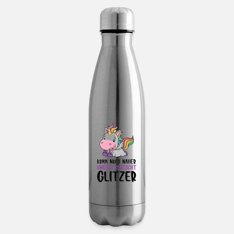 Noch näher es klatscht Glitzer Einhorn Geschenk - Isolierflasche - Lightsilver