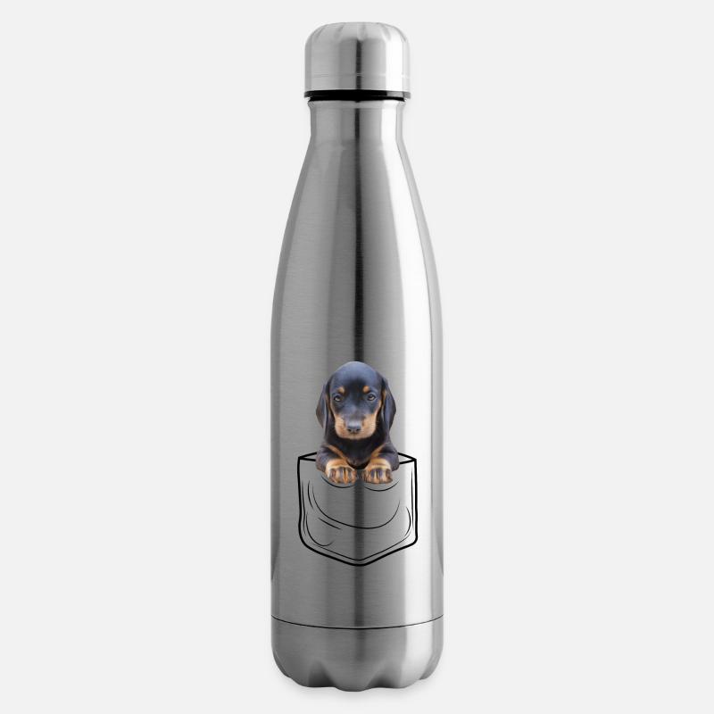 Teckel Teckel teckel de toit de blaireau poche poitrine de chien de poitrine - Bouteille isotherme - argent clair