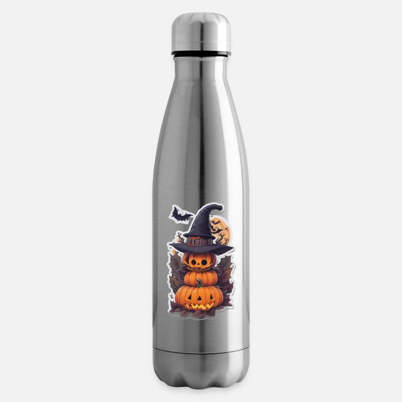 Helloween Pumpkin Monster - Insulated Water Bottle - silver