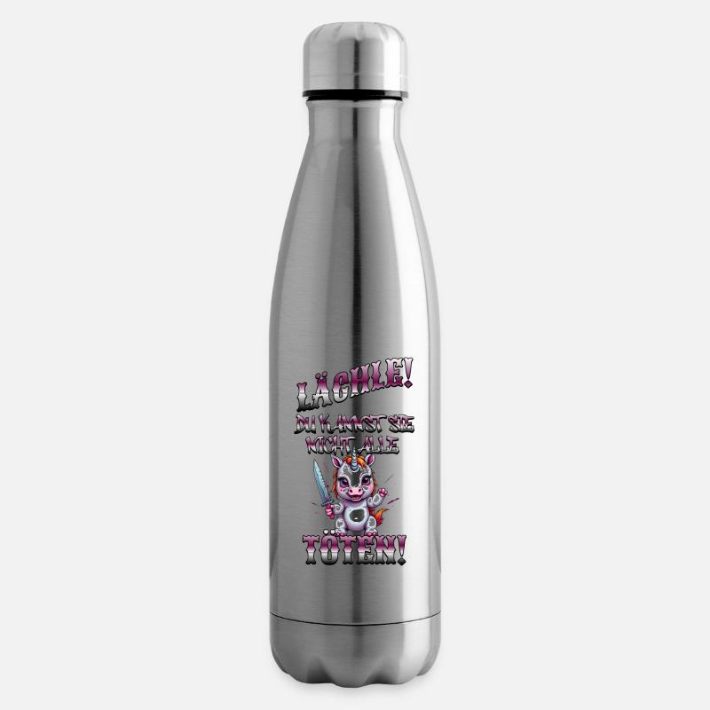 Böses Einhorn, lustiger Spruch - Isolierflasche - Lightsilver
