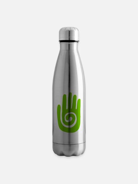 Shaman - Healing Hand & Protection Symbol - Green - Insulated Water Bottle - silver
