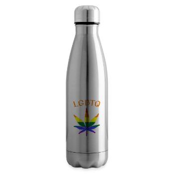 lgbtq, regenbogen, weed, ganja, pride month, csd - Isolierflasche - Lightsilver - Rechts