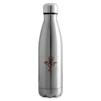 Pizzaiolo roi de la pizza cadreau drole - Bouteille isotherme - argent clair - Droite