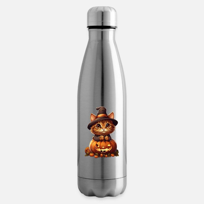 Halloween Katze - Isolierflasche - Lightsilver