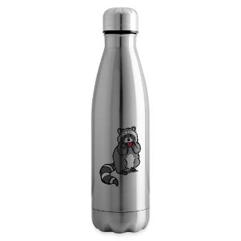 Raton laveur avec cœur - Bouteille isotherme - argent clair - Droite