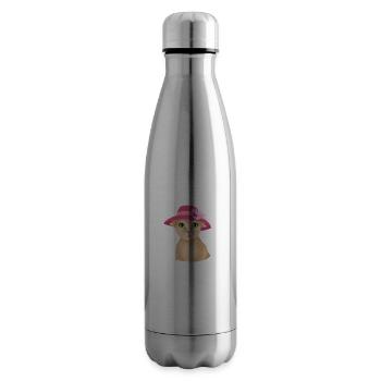 Katze mit Hut und Blume - Isolierflasche - Lightsilver - Rechts