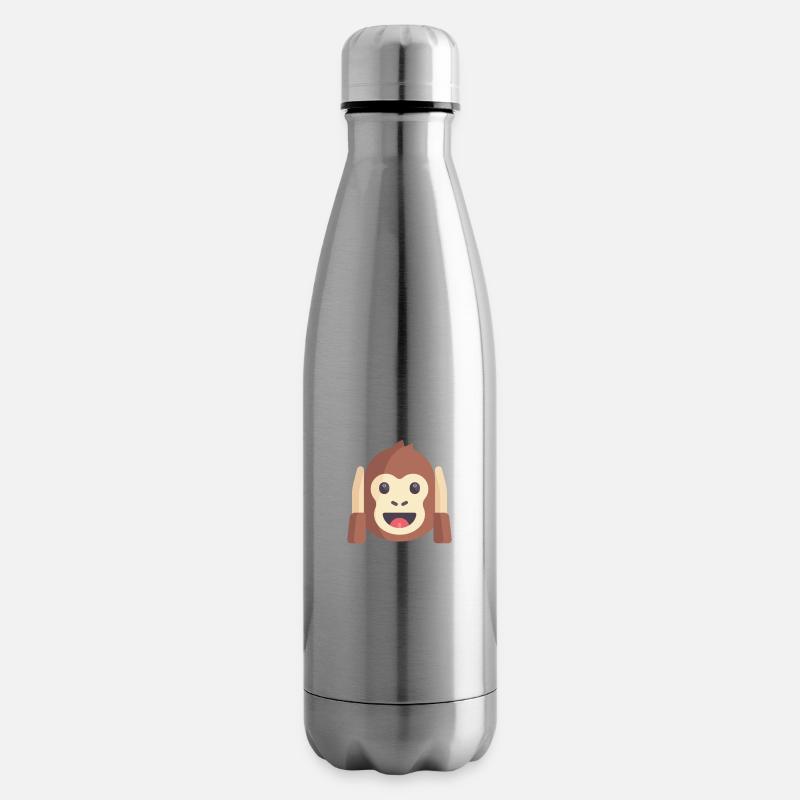 émoticône de singe mignon - Bouteille isotherme - argent clair