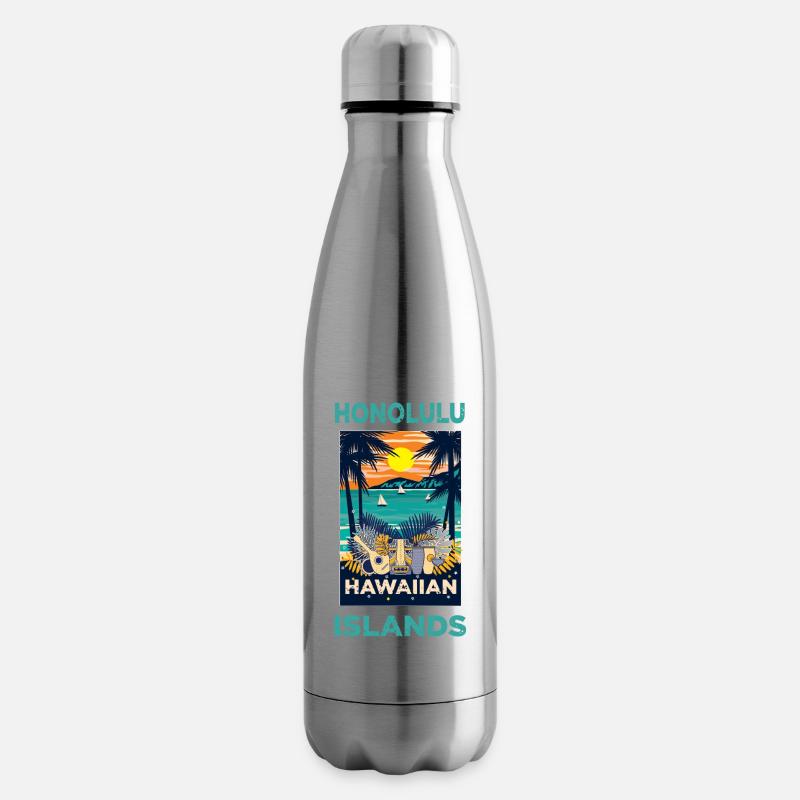 Hawaï et les îles, Honolulu - Bouteille isotherme - argent clair
