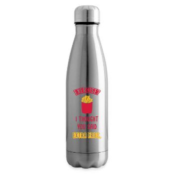 Exercise Extra Fries Quote - Insulated Water Bottle - silver - Right