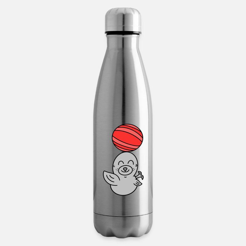 Mignon bébé lion de mer avec balle - Bouteille isotherme - argent clair