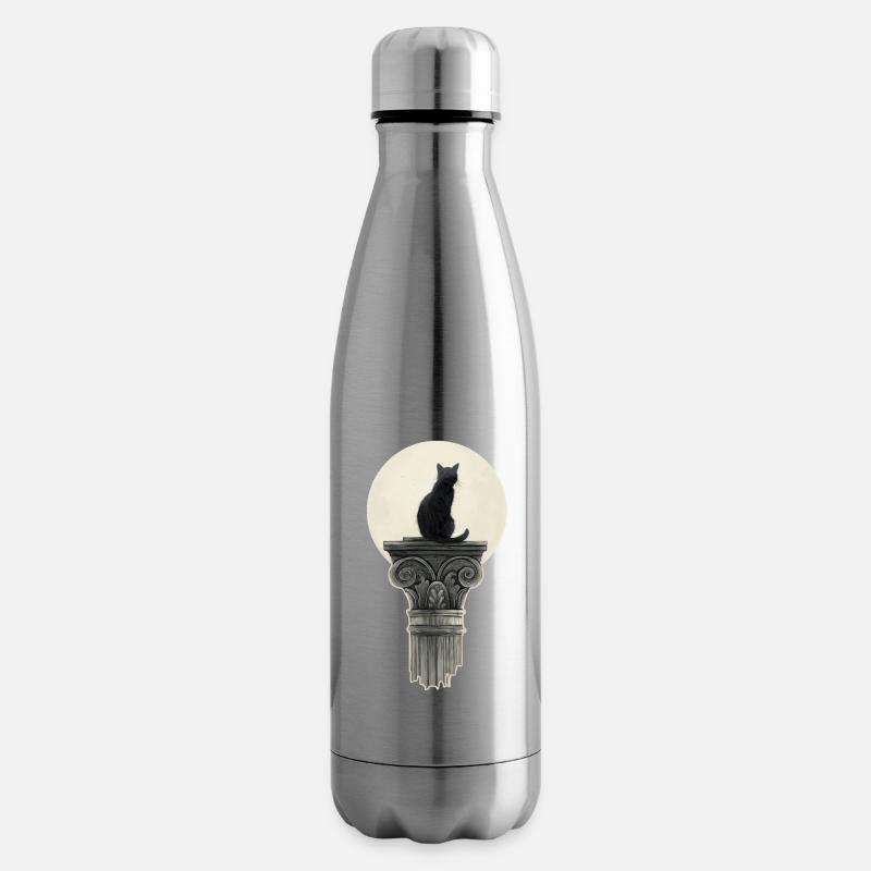 Schwarz Katze - Isolierflasche - Lightsilver
