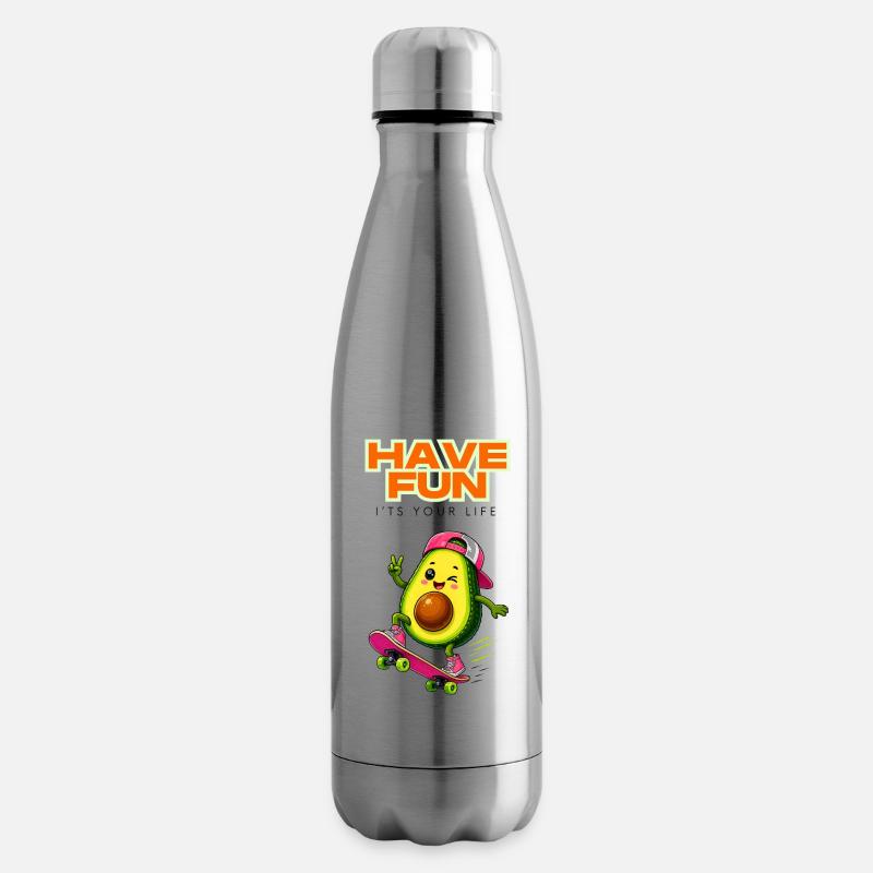 Plaisir de skate à l’avocat - Bouteille isotherme - argent clair