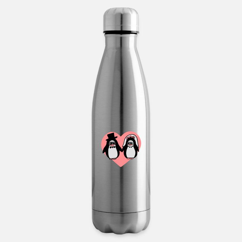 Pinguin Hochzeit - Isolierflasche - Lightsilver