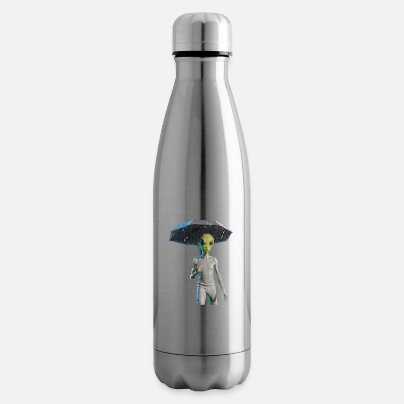Alien mit Regenschirm - Isolierflasche - Lightsilver
