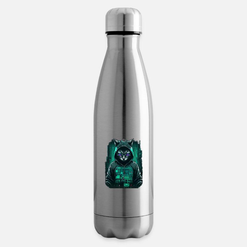 Cyber Hacker Katze - Isolierflasche - Lightsilver
