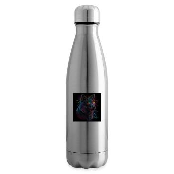 Hund mit Neonfarben, Synthwave / 80er Jahre - Isolierflasche - Lightsilver - Rechts