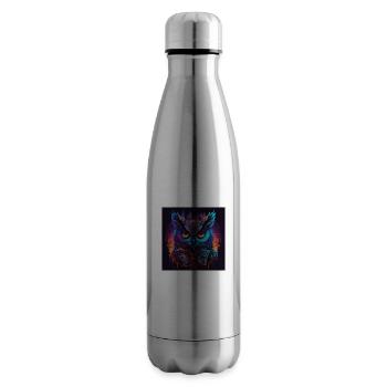Eule mit Neonfarben, Synthwave / 80er Jahre - Isolierflasche - Lightsilver - Rechts
