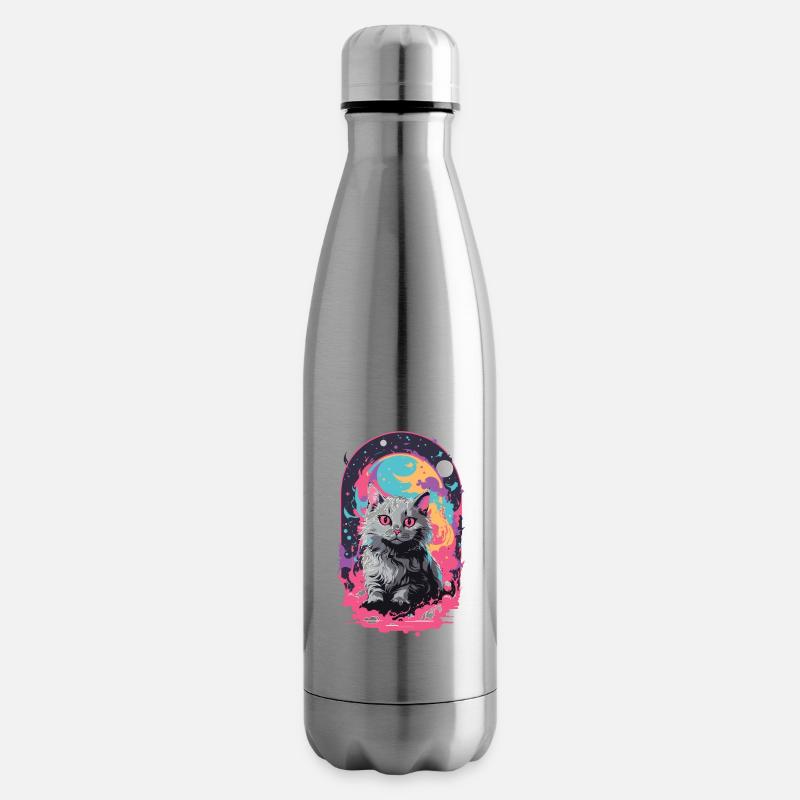 Katze Goth Pastel Psychedelisch Weirdcore Design - Isolierflasche - Lightsilver