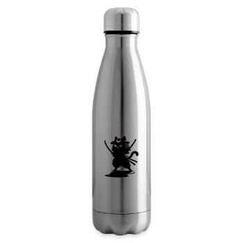 Funny Samurai Cat - Insulated Water Bottle - silver - Right