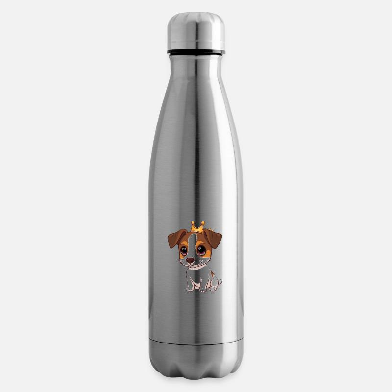Jack Russell Terrier Chien avec Couronne - Bouteille isotherme - argent clair