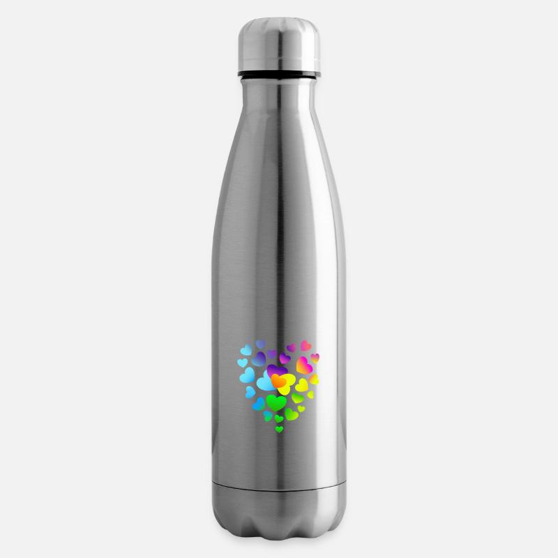 Herz Herzen bunte Herzen - Isolierflasche - Lightsilver