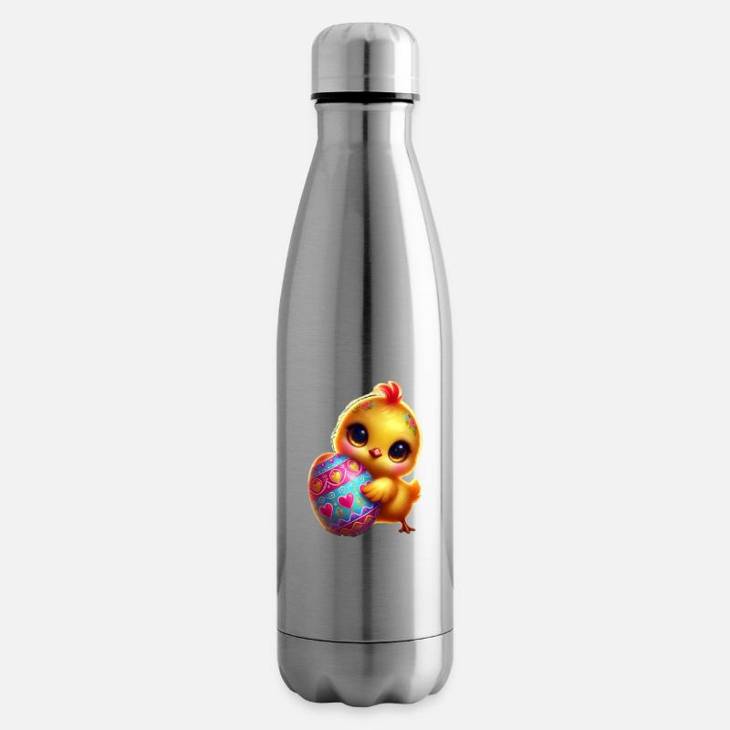 Ostern-Kücken mit Ei - Isolierflasche - Lightsilver
