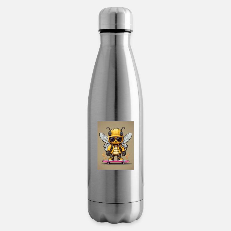 Comic Biene auf Skateboard - Isolierflasche - Lightsilver