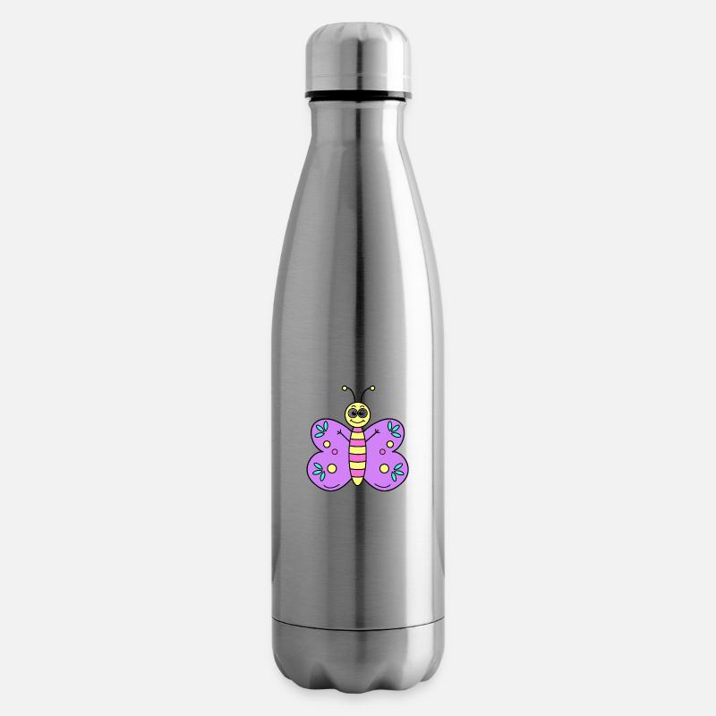 Papillon Violet - Bouteille isotherme - argent clair