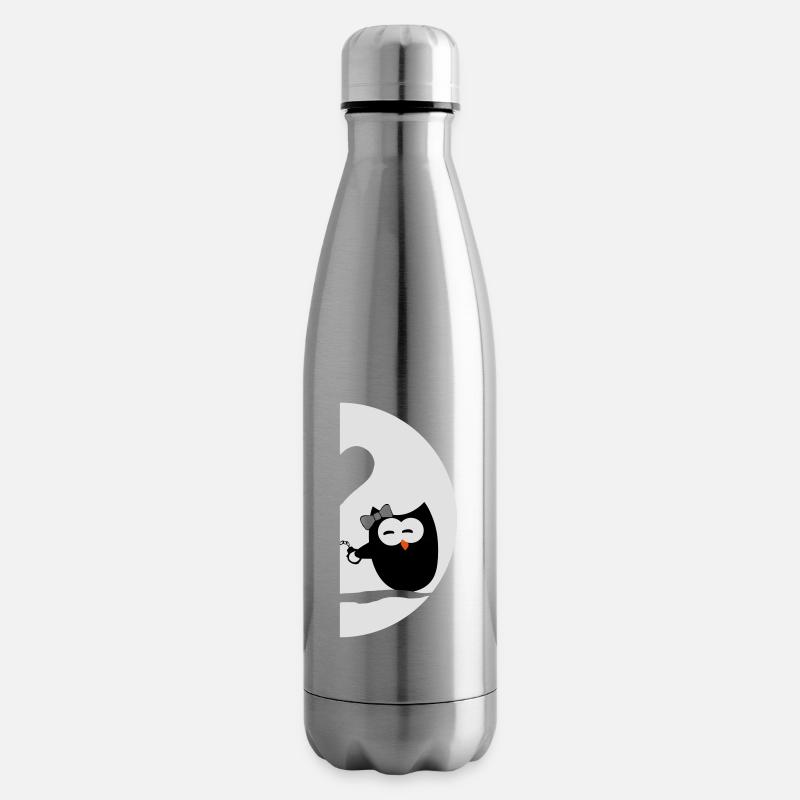 Hiboux gauche - Saint Valentin - Bouteille isotherme - argent clair