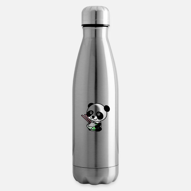 Panda doux avec un bol de riz - Bouteille isotherme - argent clair