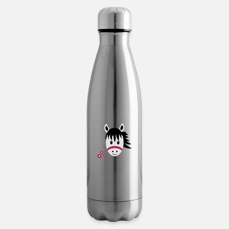 Lustiges Pferd / Pony - Isolierflasche - Lightsilver