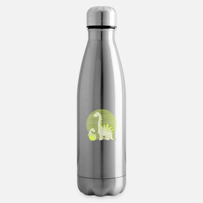 Dinosaur Mom with Hatching Egg - Insulated Water Bottle - silver