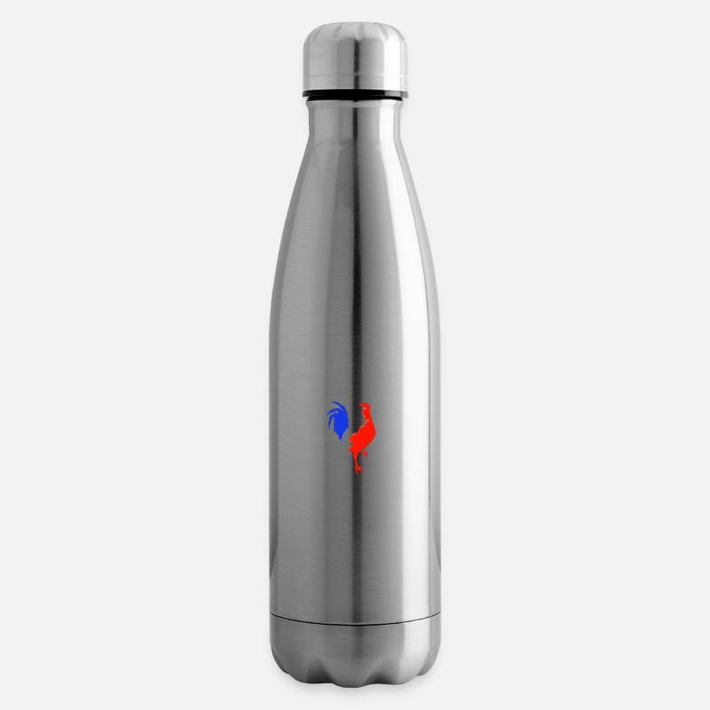 Hahn blau weiß rot - Isolierflasche - Lightsilver