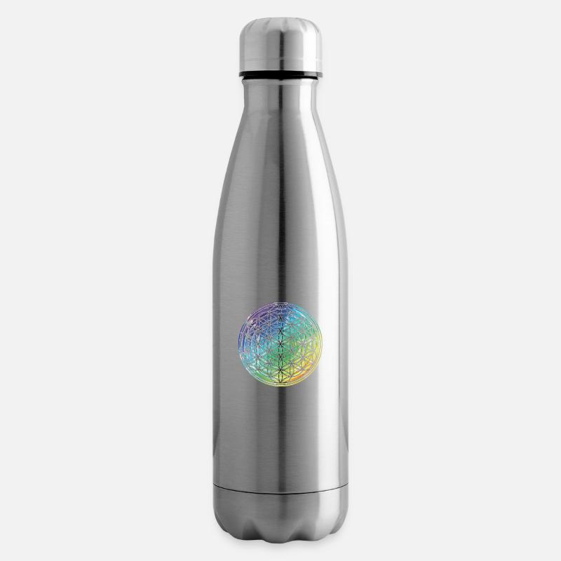 Blume des Lebens Regenbogen Geschenkidee 005-034 - Isolierflasche - Lightsilver