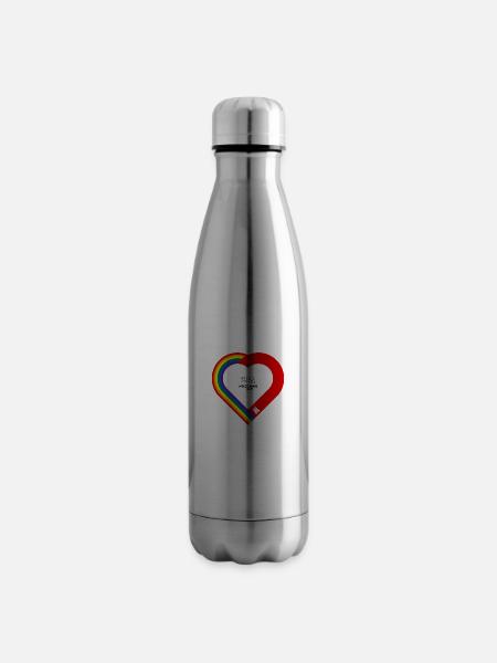 WELCOMING OUT Regenbogen/Hamburg-Herz - Isolierflasche - Lightsilver