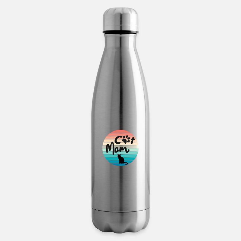 Cat Mom Retro - Isolierflasche - Lightsilver