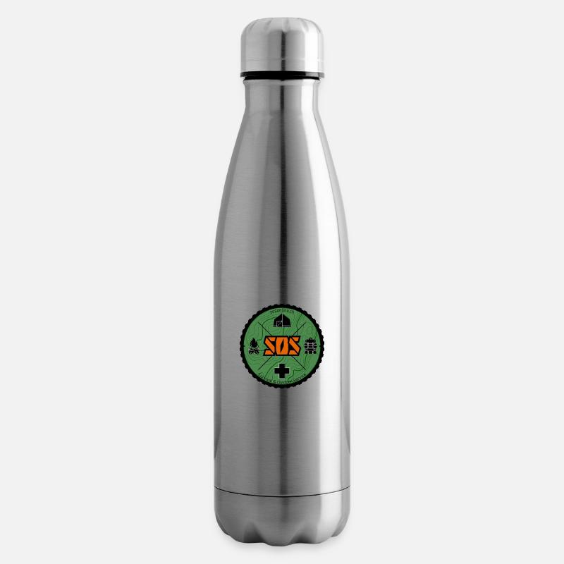 Logo SOS vert - Bouteille isotherme - argent clair
